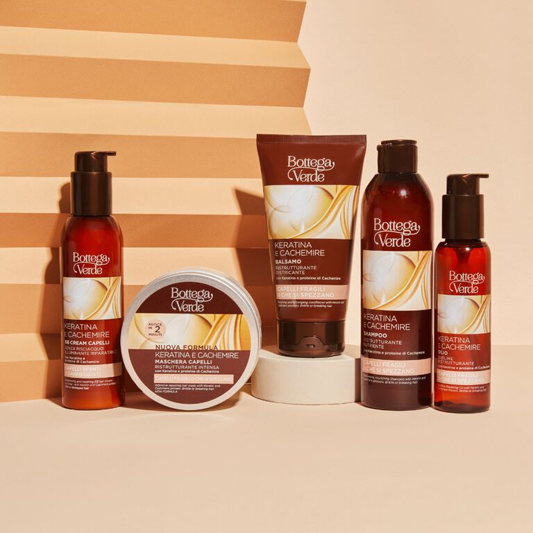 Keratina e Cachemire Linea Capelli shampoo e oli Bottega Verde